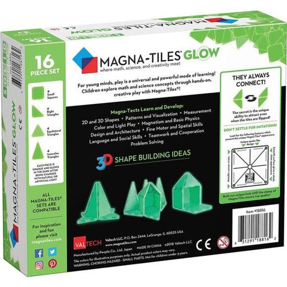 Magna-Tiles Glow In The Dark Set, The Original Magnetic Building Tiles - Picture 2 of 6